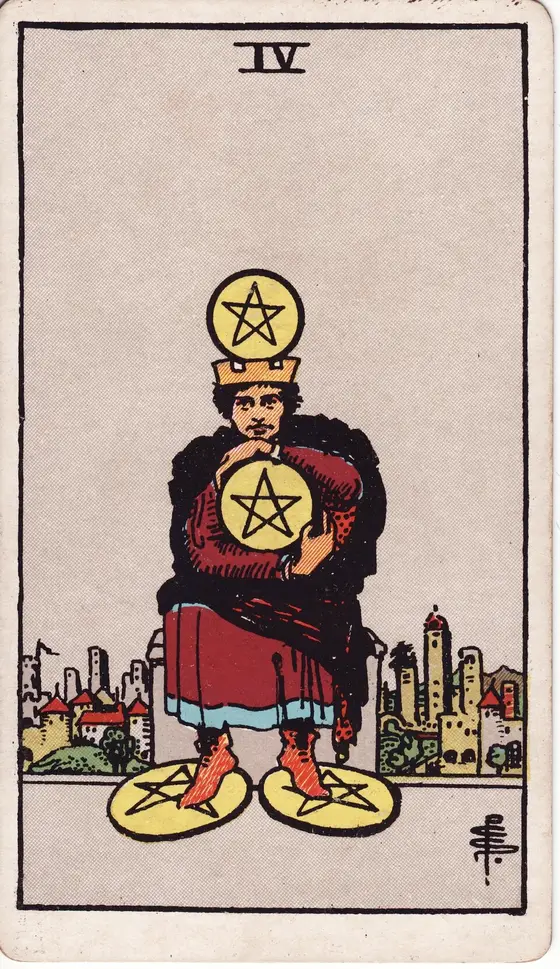 Fire av Mynter – tarotkort i Rider–Waite-stokken