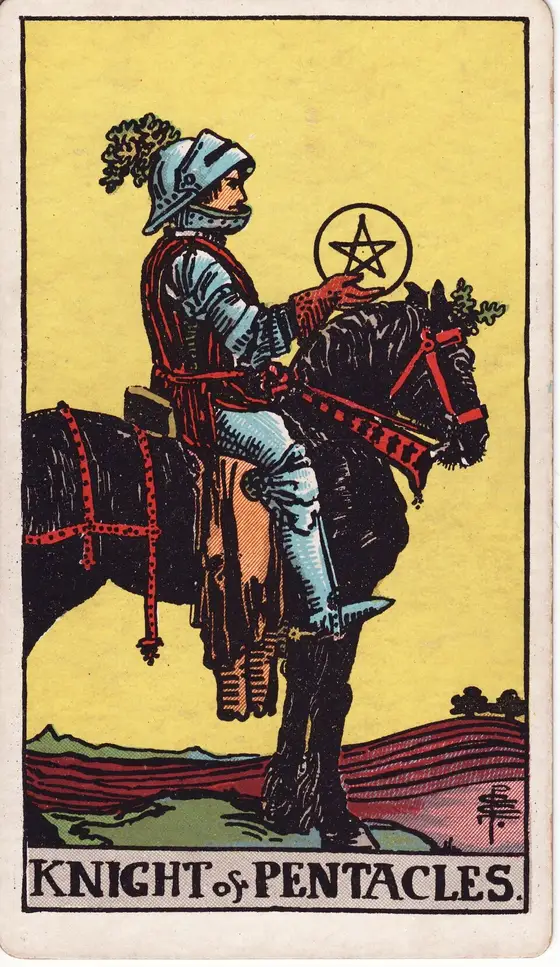 Ridderen av Mynter – tarotkort i Rider–Waite-stokken