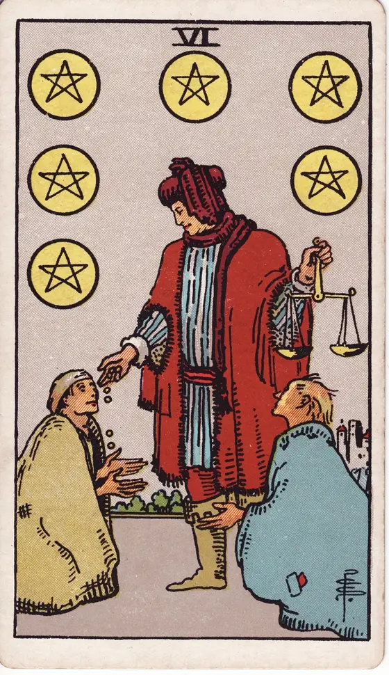 Seks av Mynter – tarotkort i Rider–Waite-stokken