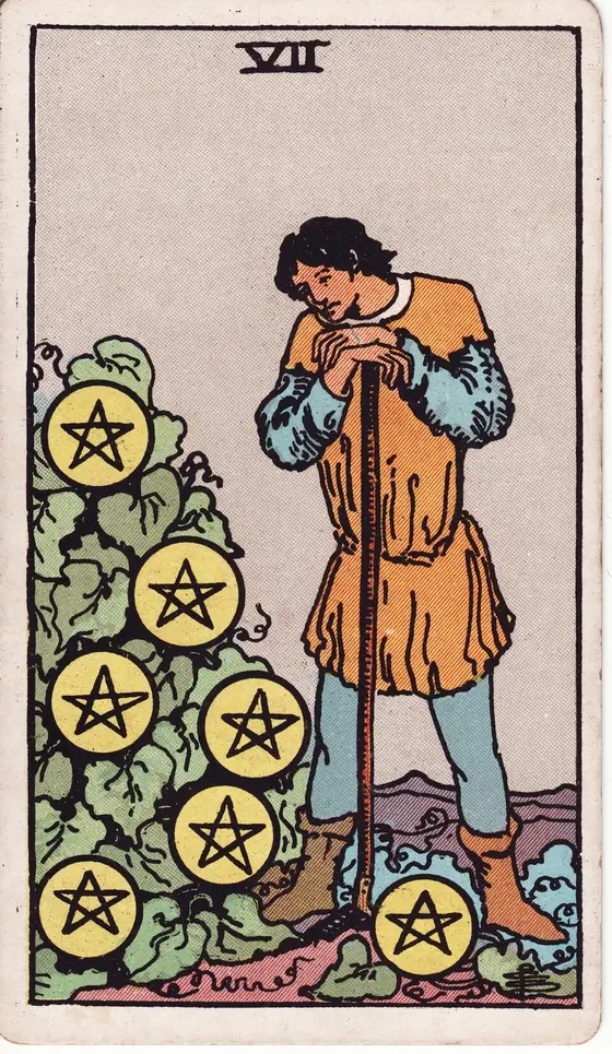 Syv av Mynter – tarotkort i Rider–Waite-stokken