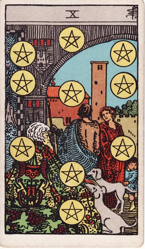 Ti av Mynter – tarotkort i Rider–Waite-stokken
