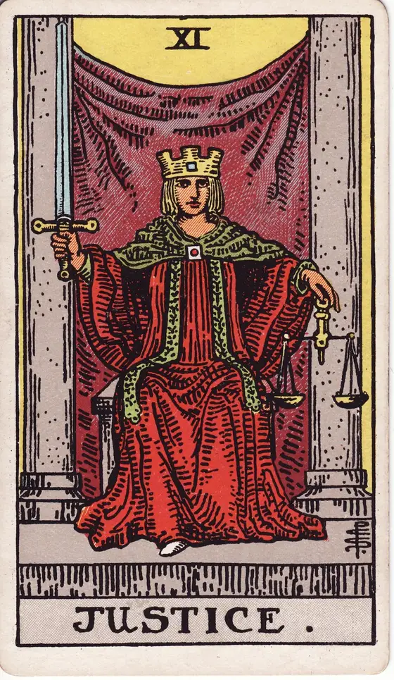 Rettferdighet – tarotkort XI i Rider–Waite-stokken