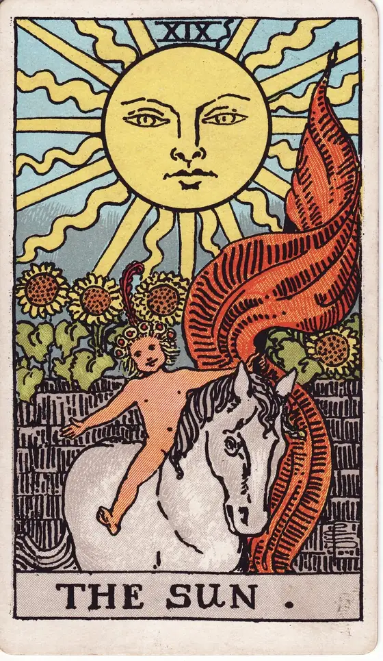 Solen – tarotkort XIX i Rider–Waite-stokken
