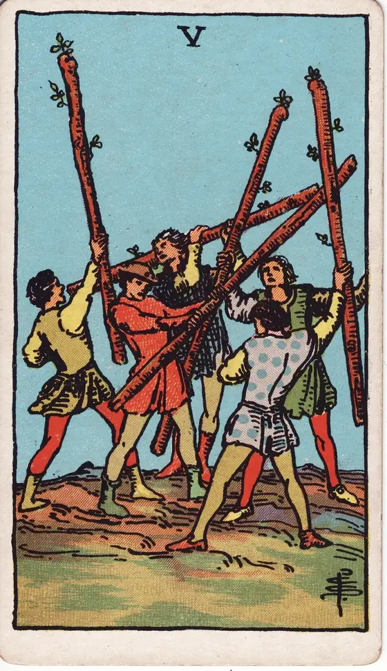 Fem av Staver – tarotkort i Rider–Waite-stokken