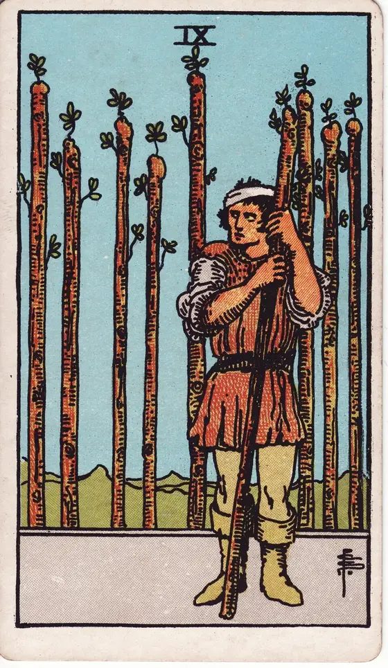 Ni av Staver – tarotkort i Rider–Waite-stokken