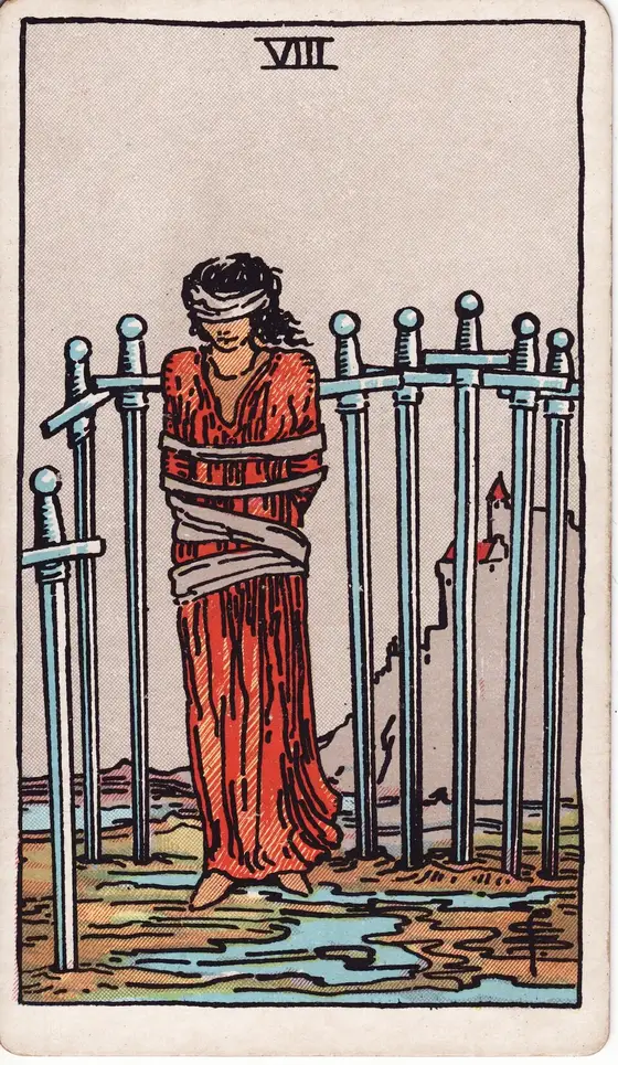 Åtte av Sverd – tarotkort i Rider–Waite-stokken