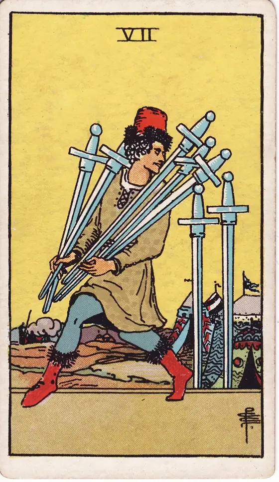 Syv av Sverd – tarotkort i Rider–Waite-stokken